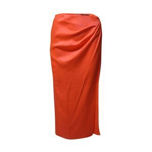 David Koma Draped Midi Skirt in Orange Silk